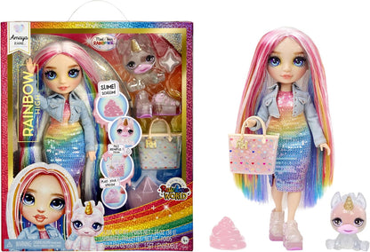 Boneca Rainbow High Fashion com Slime e Pet - Amaya (Rainbow) - Boneca Shimmer de 28 cm com Sparkle Slime, animal de estimação mágico e acessórios de moda - Brinquedo infantil - Ótimo para idades de 4 a 12 anos