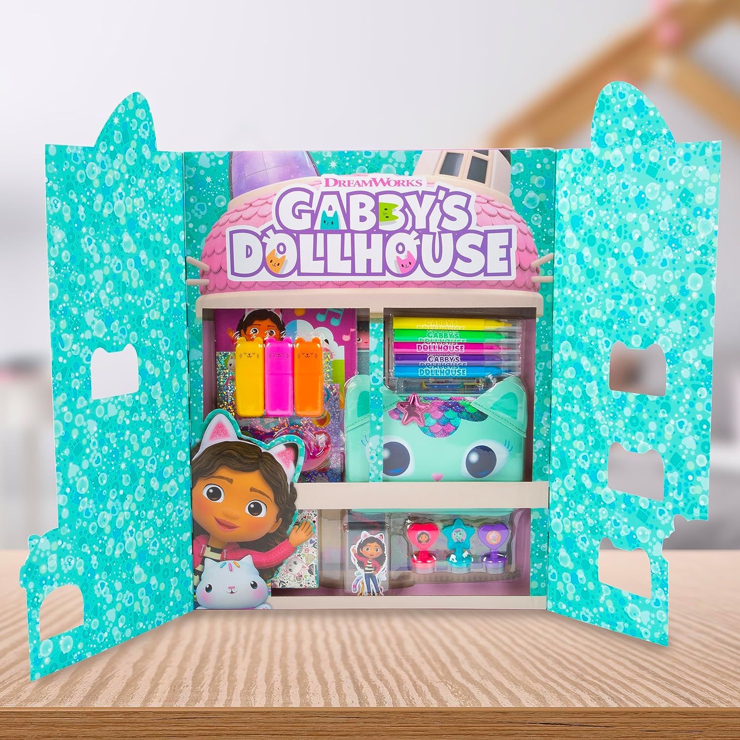 Gabby's Dollhouse Conjunto de miniaturas - estojo de lápis com adesivo