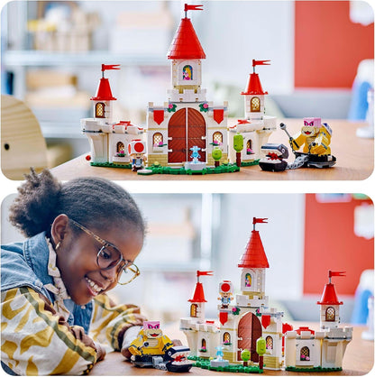 LEGO Conjunto Super Mario Battle com Roy no Castelo de Peach, brinquedo de construção de personagem Nintendo para meninos e meninas de 7 anos ou mais, com 3 figuras, conjunto de aventura, presentes para crianças e jogadores