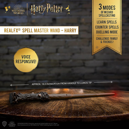 WOW! STUFF Varinha Harry Potter com Efeitos Reais | Varinha ativada por voz e luz e som | Presentes e Brinquedos Oficiais de Harry Potter do Mundo Mágico | Acessório de Fantasia para Fãs e Crianças a partir de 6 anos