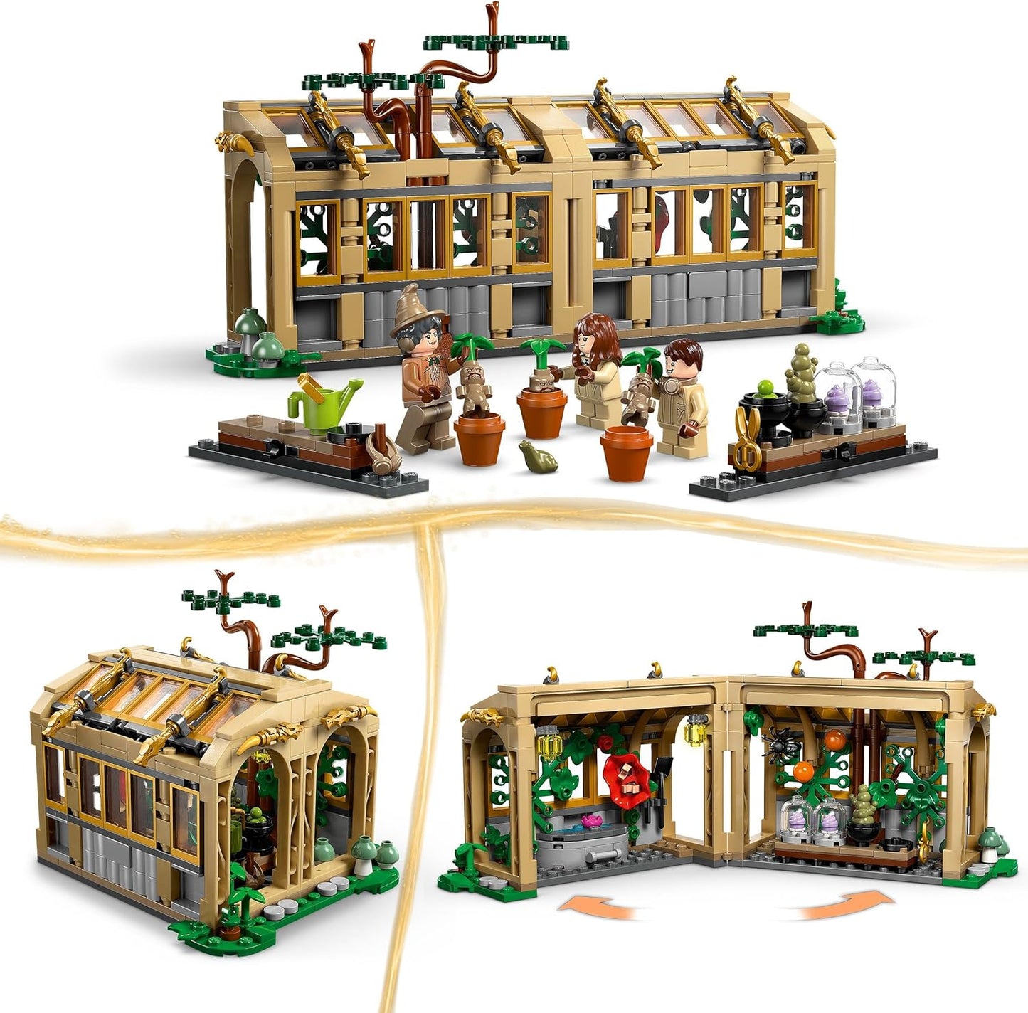 LEGO Harry Potter Castelo de Hogwarts: Conjunto de Aula de Herbologia com Minifiguras Neville Longbottom, Hermione Granger e Professora Sprout - inclui 3 Mandrágoras de Brinquedo - Presente para Meninas e Meninos a partir de 8 Anos - 76445