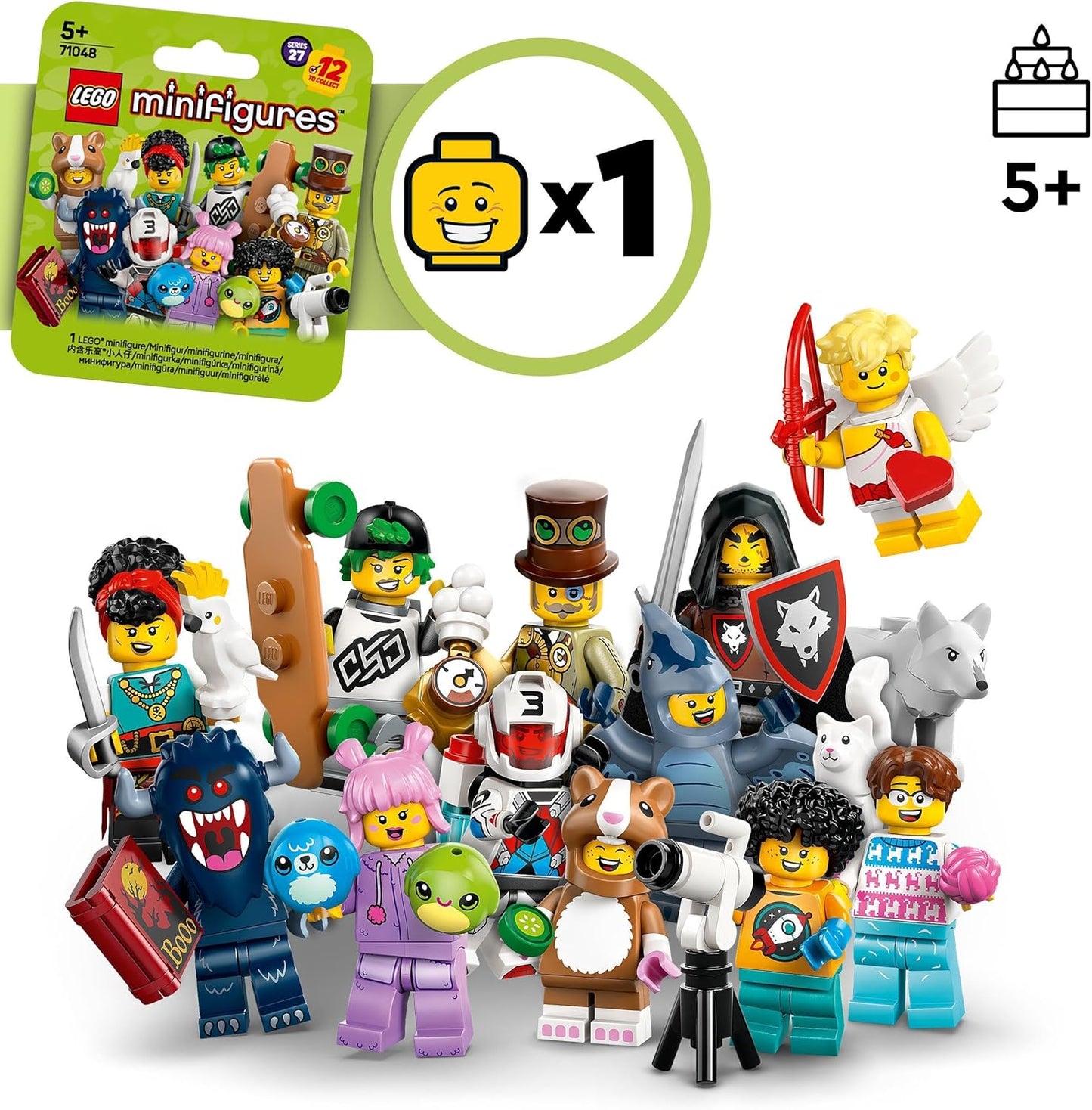LEGO Caixa misteriosa Minifiguras Série 27, ganhe 1 de 12 figuras colecionáveis, incl. Cupido, Pterodáctilo, Jetpack Racer e mais - brinquedos para meninos e meninas com mais de 5 anos