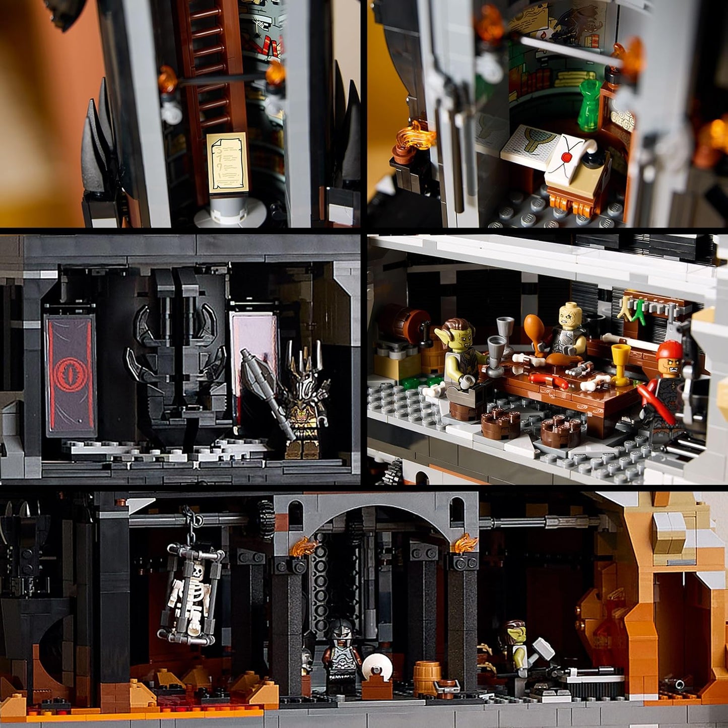 LEGO Ícones O Senhor dos Anéis: modelo Barad-dûr, conjunto de construção de recordações de filmes para adultos, ideia de presente para homens e mulheres, inclui minifiguras de Sauron, Gothmog, Orc, Frodo, Sam e Gollum