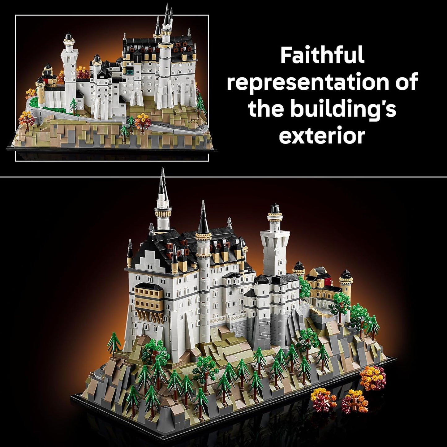 LEGO Architecture Castelo de Neuschwanstein - Kit de Modelo para Exibição (Faça Você Mesmo) para Adultos - Inclui Torres, Pátios e Interior Detalhado - Presente Histórico para Fãs - 21063