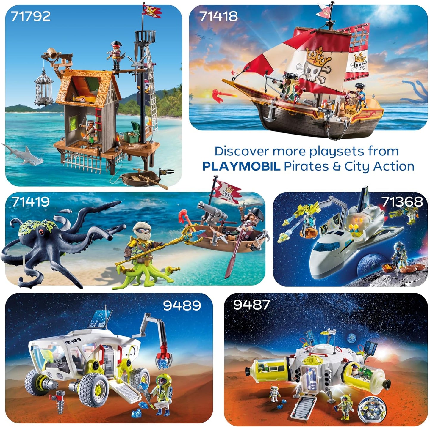 Playmobil Conjunto Play Egg Piratas e Espaço | 2 Ovos Surpresa com Bonecos e Acessórios | Mini Mundo para Montar | Reutilizável como Cofre | Presente de Páscoa para Crianças a partir de 4 Anos | 210447