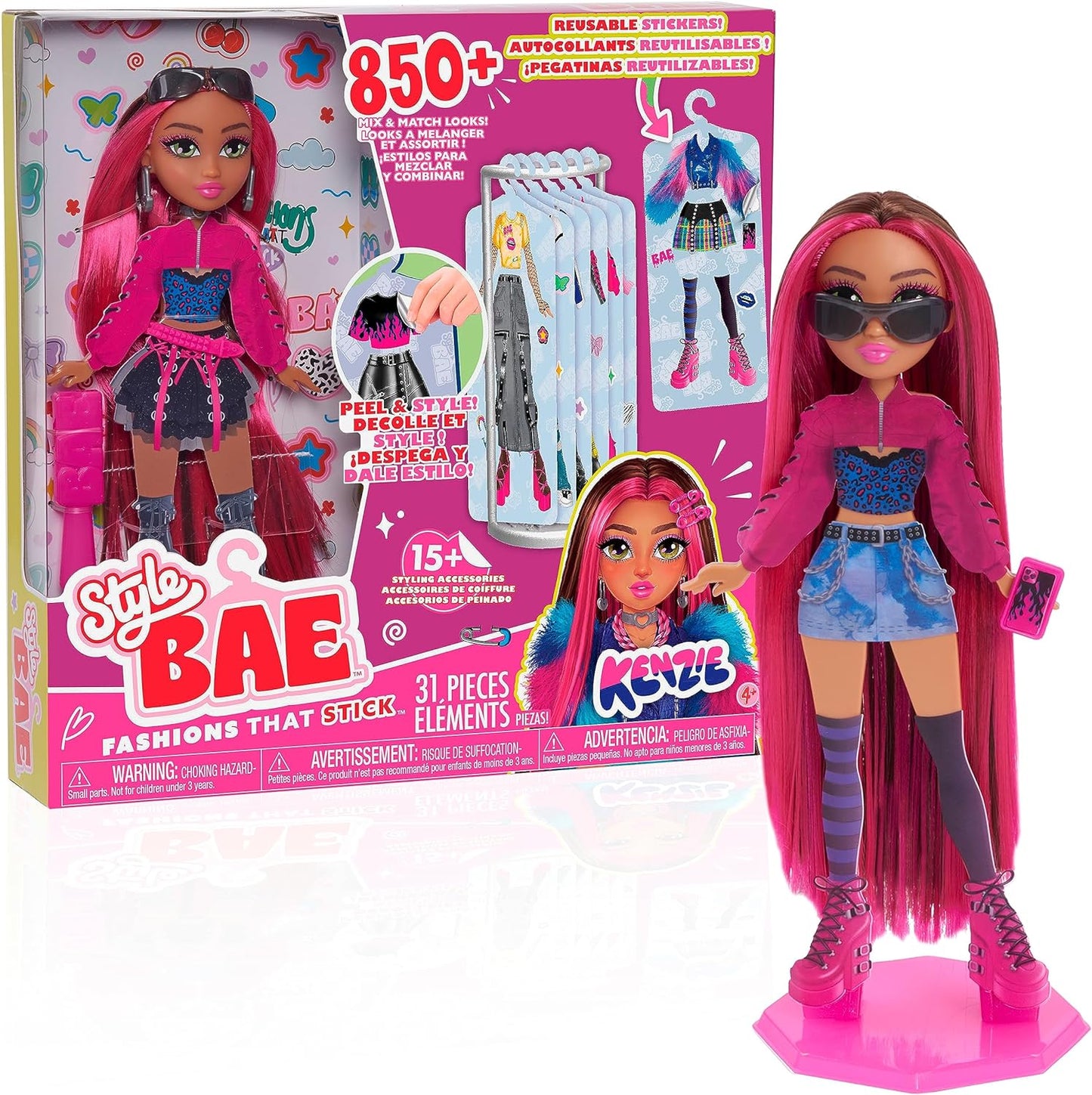 Just Play 59803 Bae Styling Doll-Kenzie, marrom, rosa