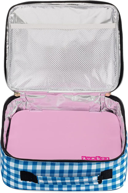 Yumbox Lancheira clássica, tecido isolado e resistente à água, estampas infantis divertidas, bolsos internos e externos, fecho de correr