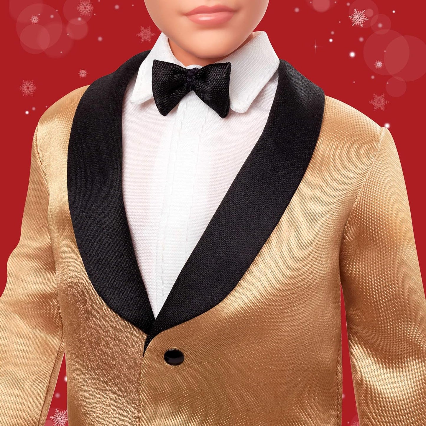 Barbie Signature 2025 Ken Loiro de Natal, Boneco Colecionável Fashion, Vestindo Terno Completo com Jaqueta Dourada, em Embalagem Exibível com Suporte para Boneco, JGK55