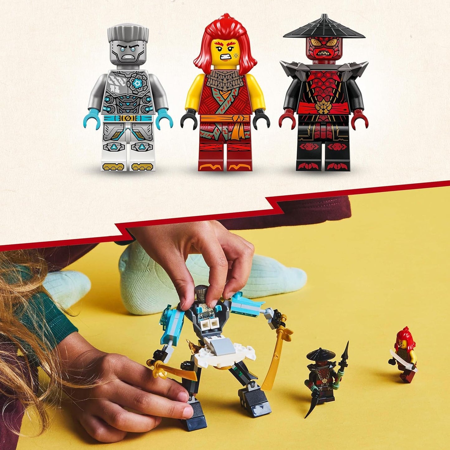 LEGO NINJAGO Zane’s Battle Suit Mech - Brinquedo Ninja com 3 Minifiguras - Conjunto de dramatização Dragons Rising - Ideia de presente de aniversário para meninos e meninas de 6 anos ou mais