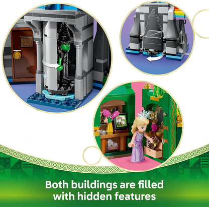 LEGO Wicked Emerald City e Castelo de Kiamo Ko - Brinquedo para Brincar e Exibir - Inclui Mini Bonecas da Elphaba e da Glinda, além de um Macaco e Acessórios - Presente para Meninas a partir de 9 Anos e Fãs do Filme - 75689
