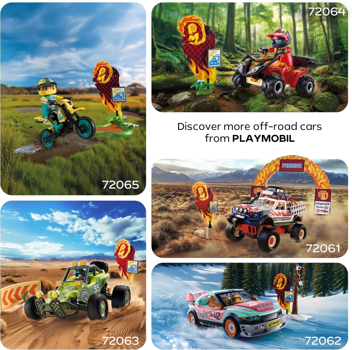 Playmobil | Carros | Caminhonete Off-road | Veículo off-road com guincho e pranchas de tração | carrinho de brinquedo para crianças a partir de 4 anos | 72061