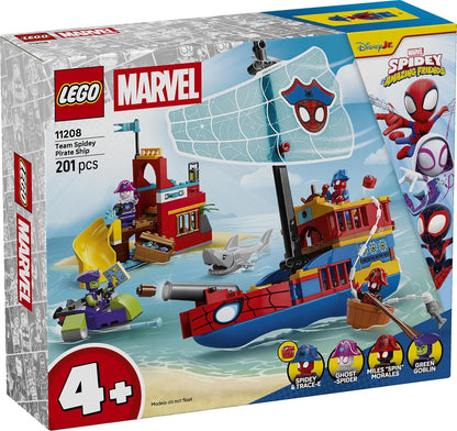 LEGO ǀ Marvel Team Spidey Navio Pirata - Conjunto de Super-Heróis com Modelo de Navio, 2 Barcos e 4 Minifiguras - Presente para Meninos a partir de 4 Anos e Fãs do Desenho do Homem-Aranha e Seus Incríveis Amigos - 11208