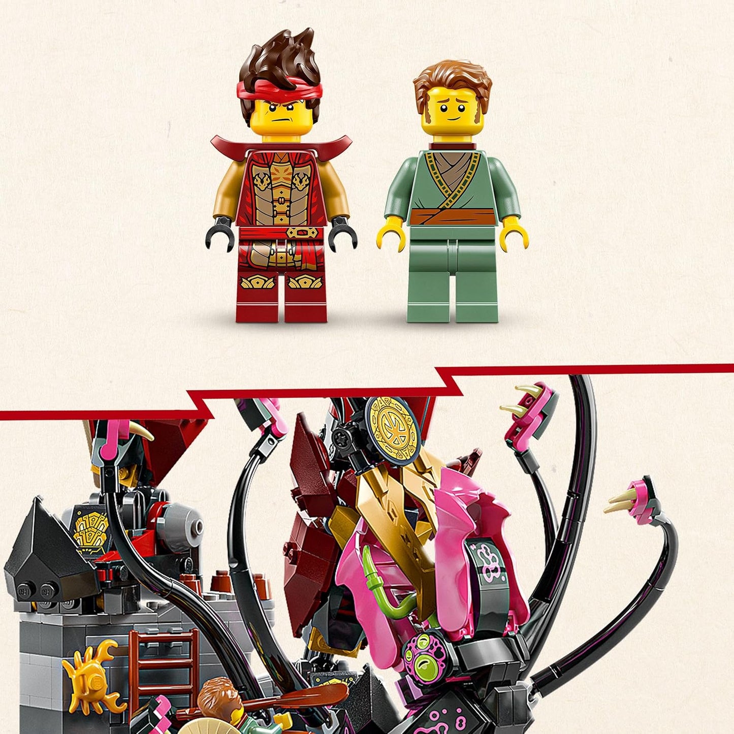 LEGO Ninjago - O Cavaleiro de Fogo Conjunto de Construção Monstruoso com uma Figura Articulável, 2 Minifiguras e um Monstro Marinho em um Suporte de Exposição Presente de Aniversário para Meninos e Adolescentes com Mais de 14 Anos - 71846