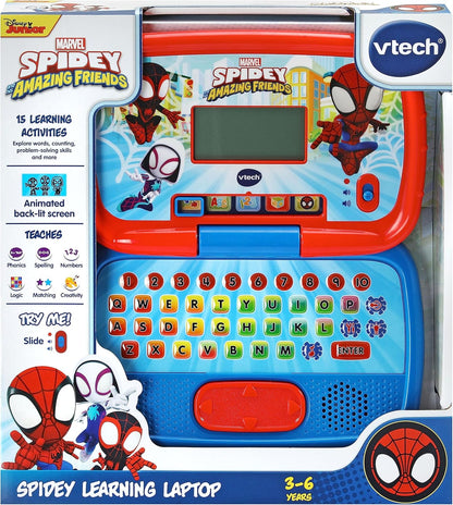 VTech Homem-Aranha e Seus Incríveis Amigos: Laptop Educativo do Homem-Aranha, Brinquedo Interativo para Crianças, Aprenda Letras, Palavras e Contagem, Presente para Fãs do Homem-Aranha de 3, 4, 5 e 6 Anos, Versão em Inglês