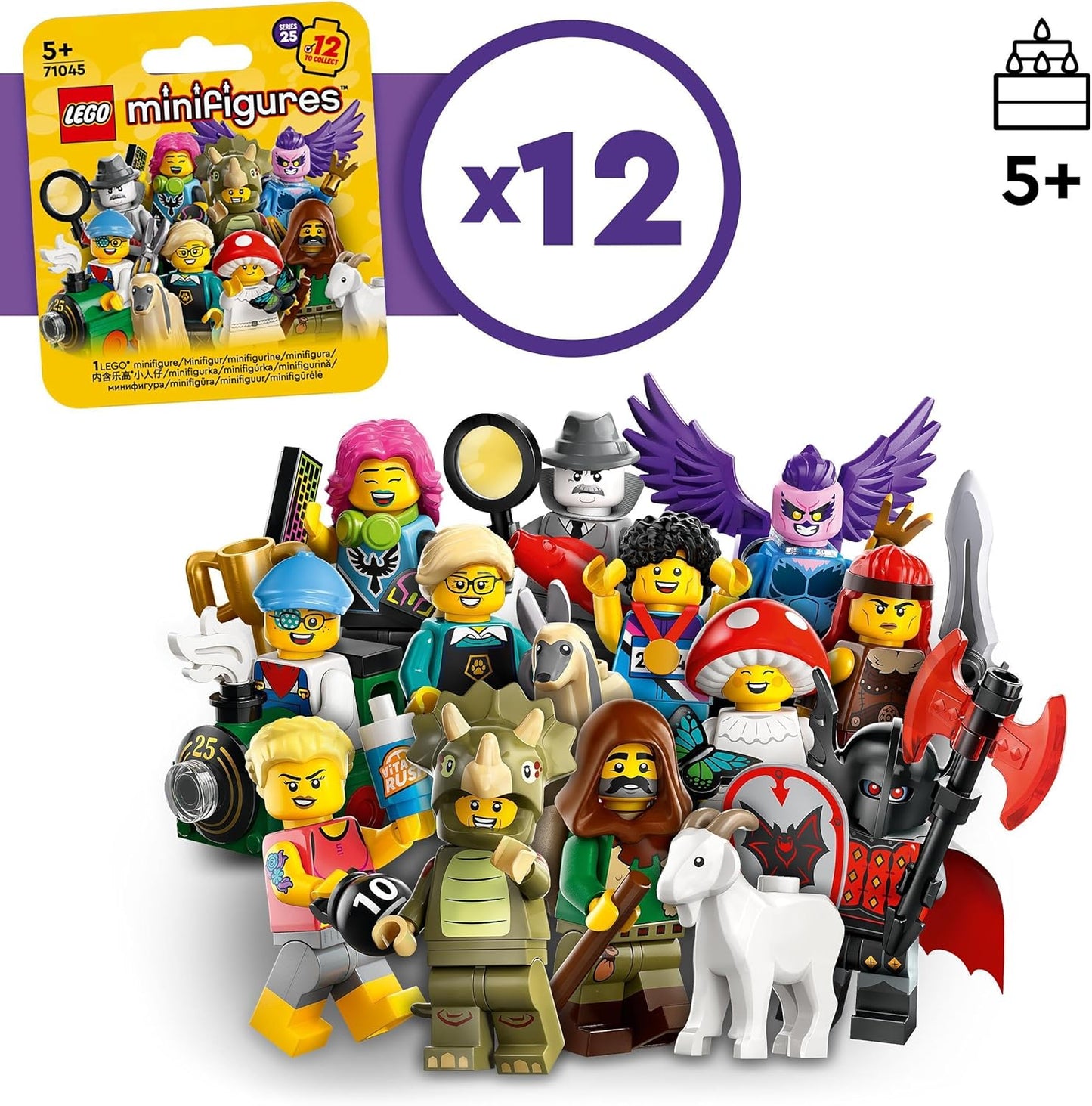 LEGO Caixas cegas da série 25 de minifiguras, conjunto de construção de brinquedos colecionáveis para brincadeiras independentes, presentes para meninos, meninas e crianças com mais de 5 anos de idade (1 de 12, escolhido aleatoriamente) 71045