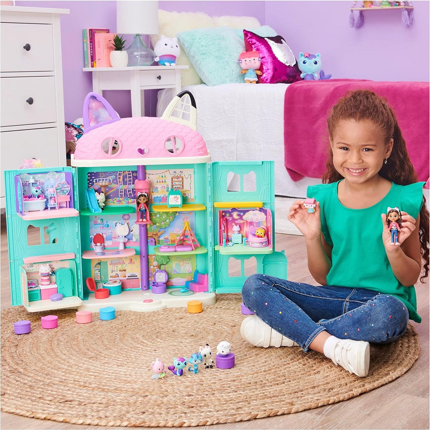 Gabby's Dollhouse Deluxe Set de regalo con 7 figuras de juguete y accesorio sorpresa, juguetes para niños a partir de 3 años