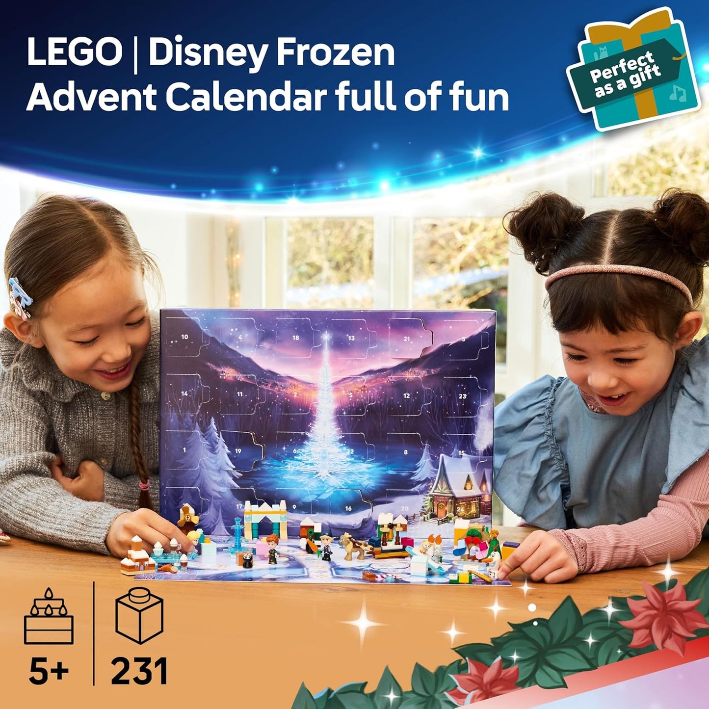 LEGO | Calendário do Advento Disney Frozen 2025 - Brinquedos de Princesas para Montar para Meninas e Meninos a partir de 5 Anos - 24 Surpresas de Natal, incluindo Mini Bonecas da Anna e da Elsa, além de Figuras de Animais Fofos - Ideia de Presente 43273