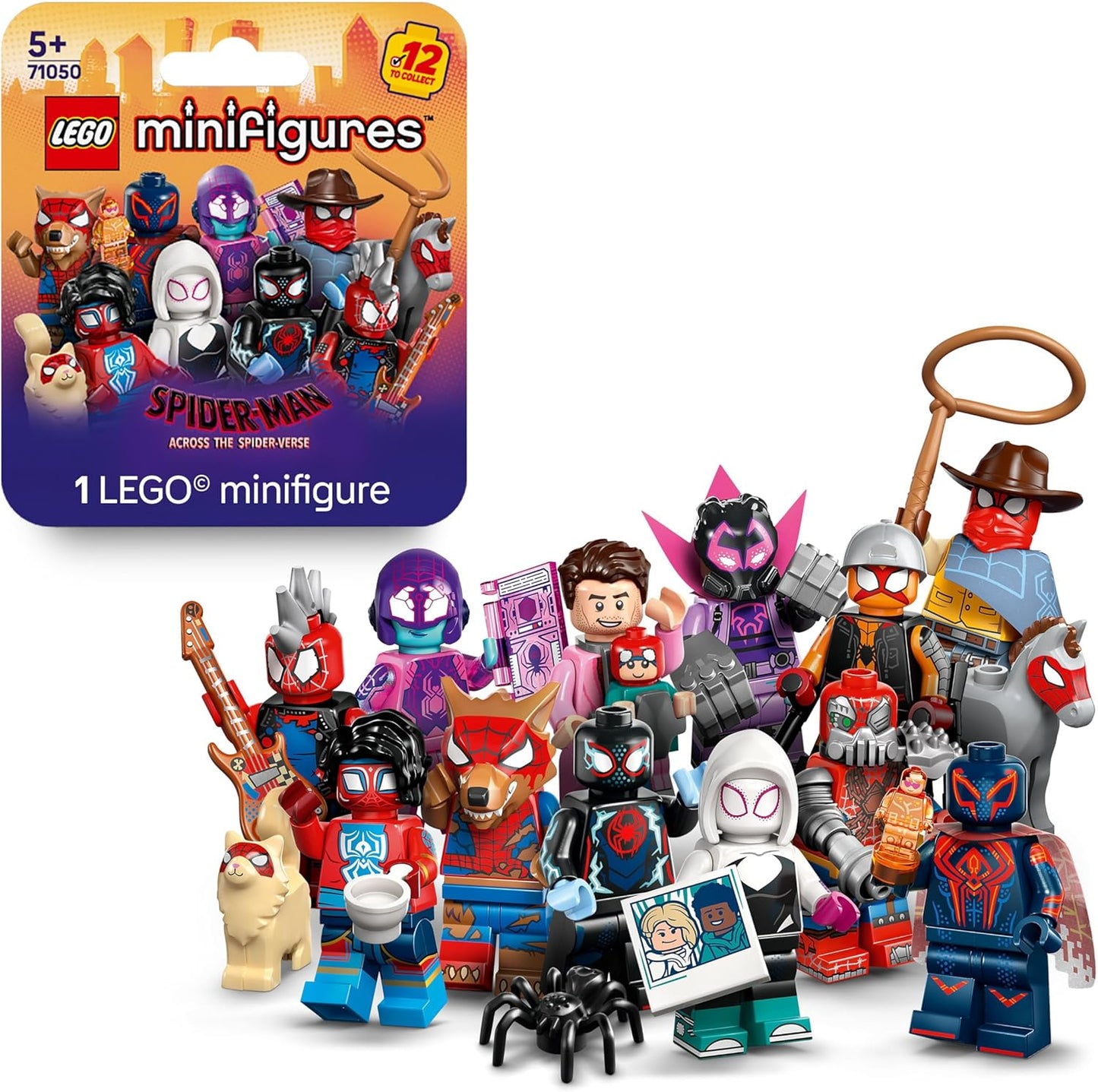 LEGO Minifiguras Homem-Aranha: Através do Aranhaverso - Ganhe 1 de 12 brinquedos colecionáveis com acessórios - Personagens incluindo Miles Morales - Presente para meninos e meninas a partir de 5 anos - Caixa Misteriosa - 71050