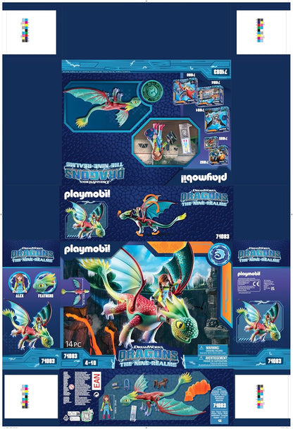 Playmobil 71083 Como Treinar o Seu Dragão: Nove Reinos Feathers e Alex, Brinquedo de Dragão com asas móveis e personagens de TV, Divertido Jogo de RPG Imaginativo, Conjunto Adequado para Crianças a partir de 4 Anos