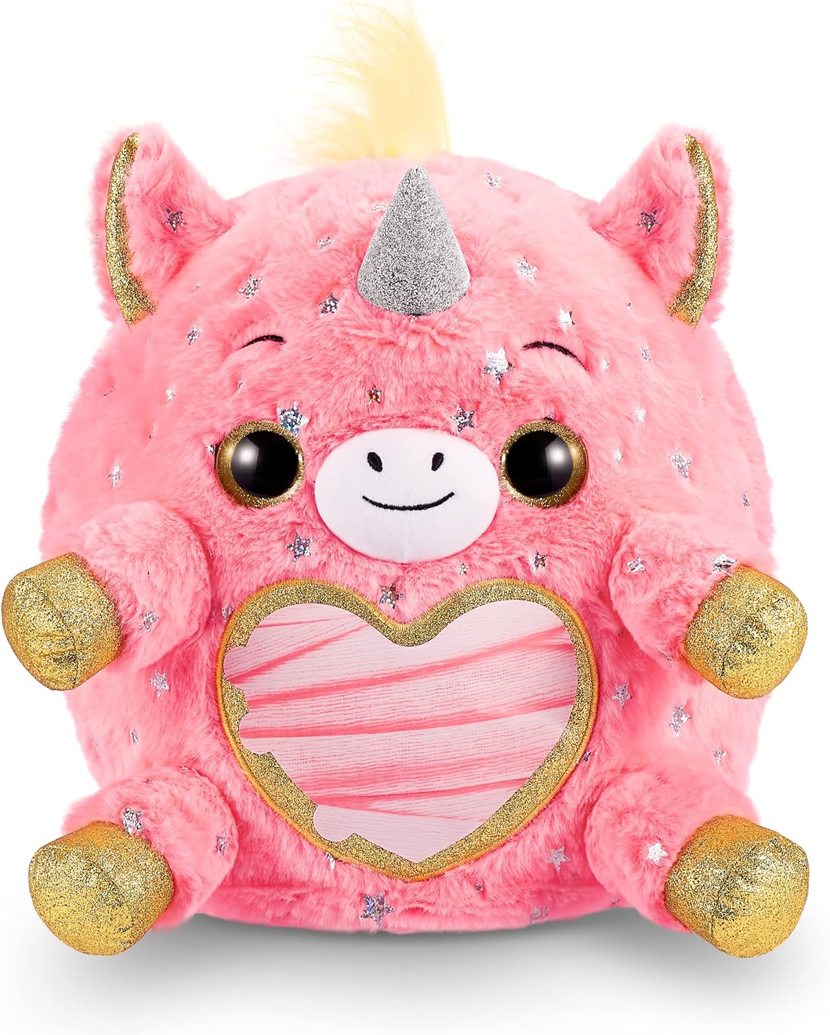 Rainbocorns Unicorn Rescue Surprise, DJ - Pelúcia colecionável - Ovo gigante, mais de 25 surpresas dentro, 35 cm, bicho de pelúcia fofinho, anéis, adesivos, acessórios vestíveis (DJ Unicorn)