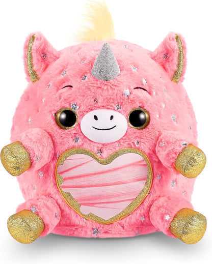 Rainbocorns Unicorn Rescue Surprise, DJ - Pelúcia colecionável - Ovo gigante, mais de 25 surpresas dentro, 35 cm, bicho de pelúcia fofinho, anéis, adesivos, acessórios vestíveis (DJ Unicorn)