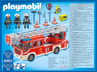 Playmobil 9463 City Action Unidade de Bombeiros com Escada Extensível, Luzes e Sons, brinquedo de bombeiro e helicóptero, brincadeira divertida e imaginativa, conjunto adequado para crianças a partir de 4 anos.