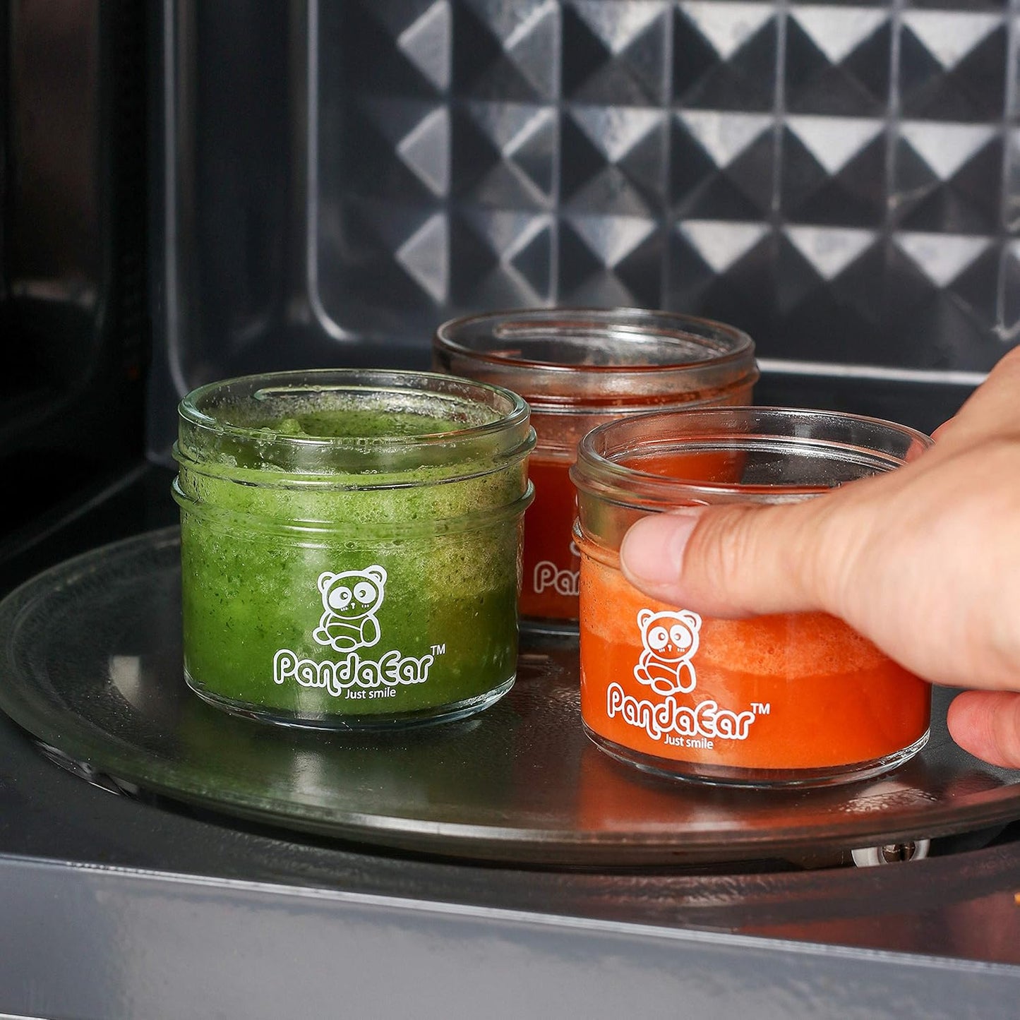 PandaEar (Pacote com 12 Potes de Vidro para Armazenar Comida de Bebê | Recipientes Pequenos Reutilizáveis de 120ml para Congelador com Tampas Herméticas à Prova de Vazamentos | Podem Ser Usados no Micro-ondas e na Lava-louças |