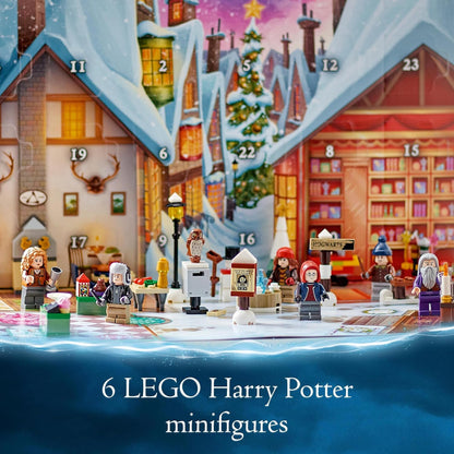 LEGO 76418 Calendário do Advento de Harry Potter 2023 com 24 presentes, incluindo 18 mini construções da vila de Hogsmeade e 6 minifiguras, brinquedos de contagem regressiva de Natal para crianças, meninas, meninos e fãs