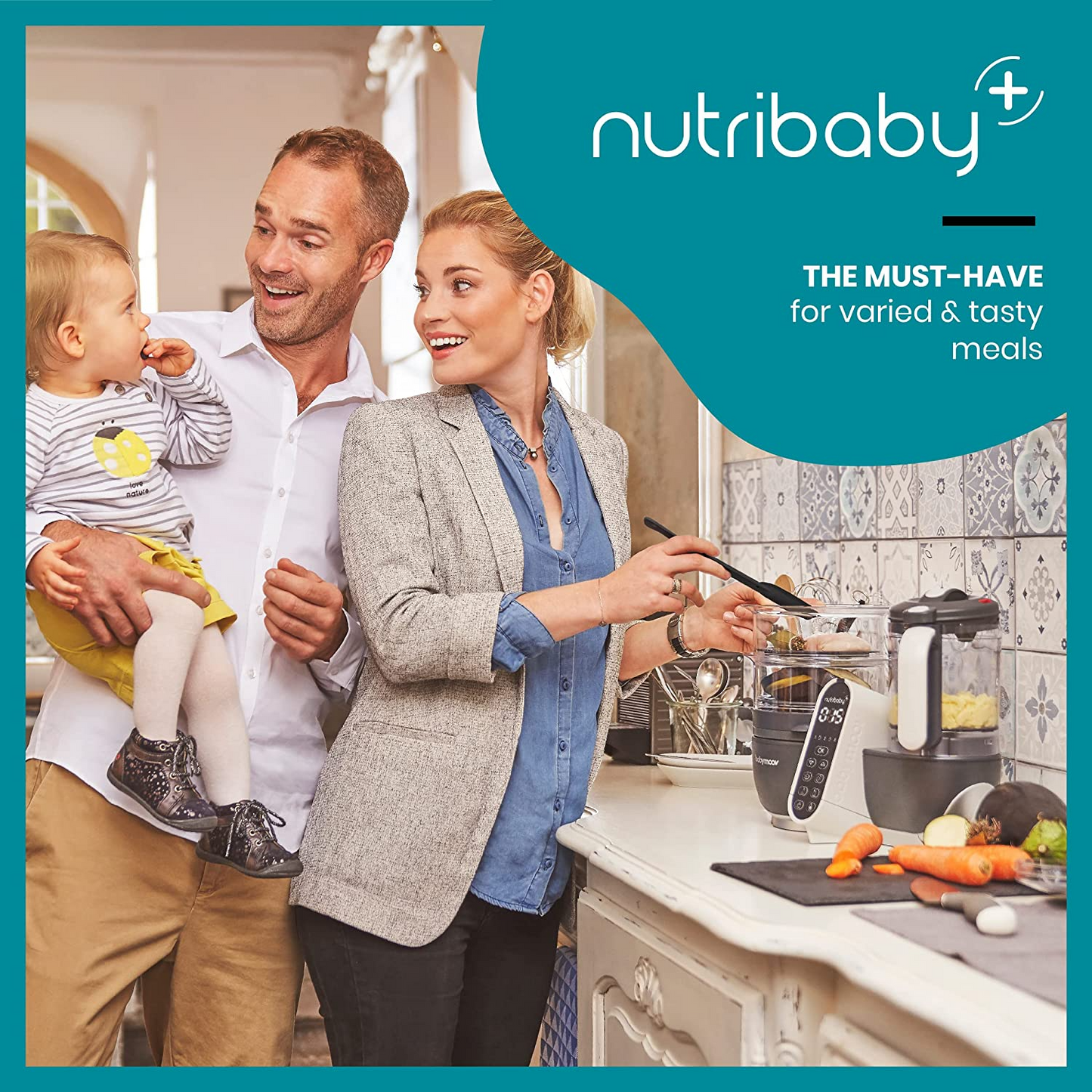Babymoov Nutribaby Plus 6 em 1 Baby Food Maker, liquidificador e vaporizador de comida para bebê