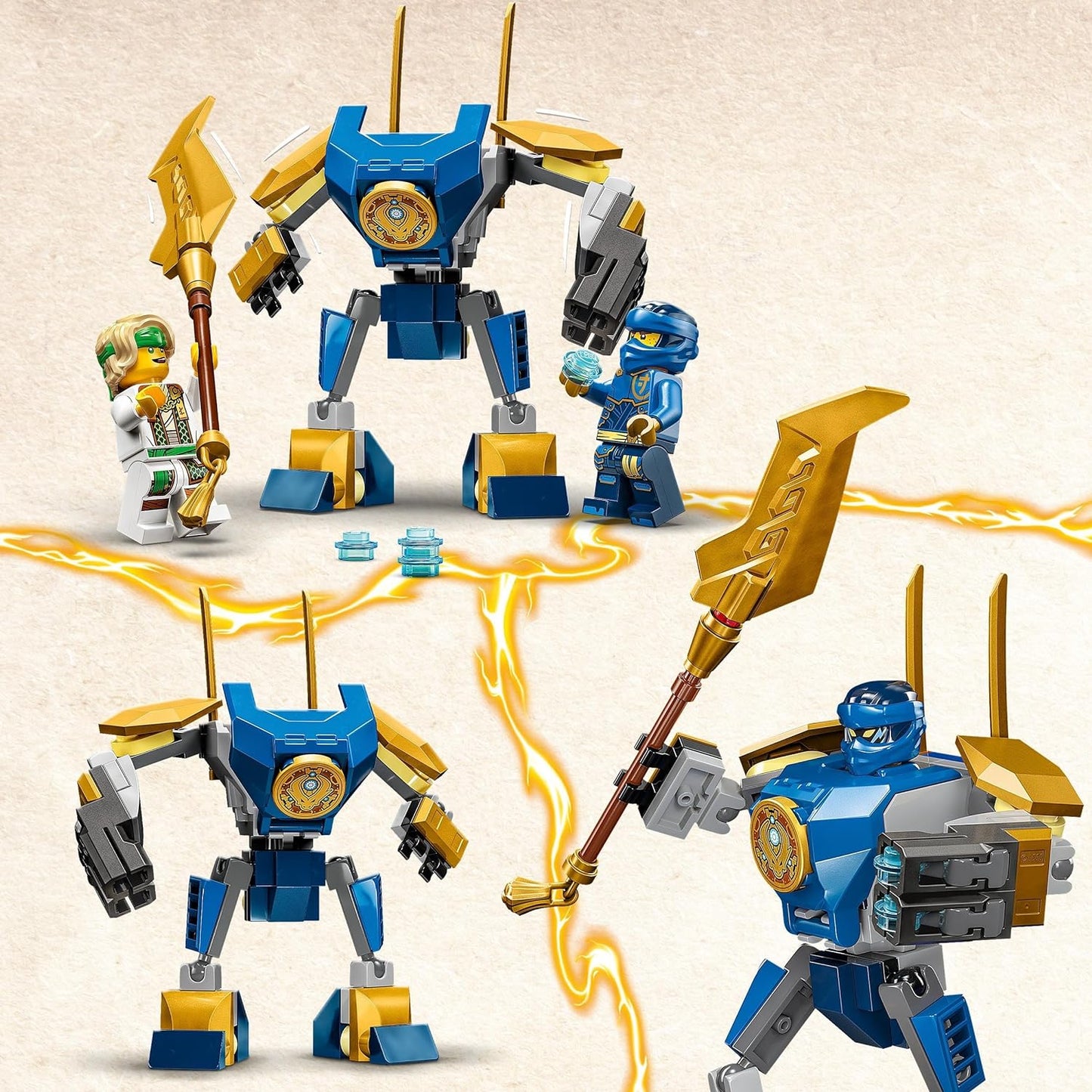 LEGO NINJAGO Jay’s Mech Battle Pack, brinquedo de bonecos de ação para meninos, meninas e crianças de 6 anos ou mais, conjunto Dragons Rising com personagem ninja Jay Minifigura para diversão de dramatização, pequena ideia de presente 71805