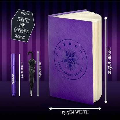 UAU! COISAS Diário Secreto de Wednesday Addams | Desvende Segredos Invisíveis usando a Luz UV incluída | Conjunto Premium de Caderno e Caneta Nevermore | Para Fãs de Séries da Netflix | Licenciado Oficialmente pela MGM