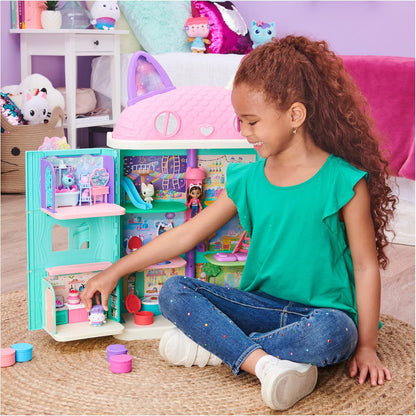 Casa de bonecas da Gabby, cozinha Bakey com boneco e 3 acessórios, quarto Baby Box Craft-A-Riffic com boneco de gato Baby Box e acessórios.