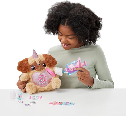 Rainbocorns Puppycorn Rescue Surprise, Peaches the Sausage - Pelúcia colecionável - Mais de 12 surpresas, coração destacável, adesivos, slime de seringa, idades 3+ (Salsicha)