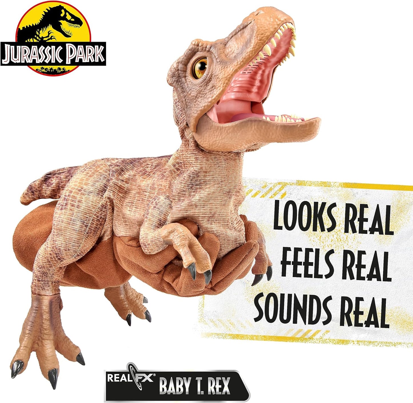 UAU! COISAS - Brinquedo de dinossauro azul bebê Jurassic World REAL FX, dinossauro animatrônico hiper-realista, movimentos realistas e sons de filmes reais, brinquedos oficiais Jurassic World Dominion, idade 8+