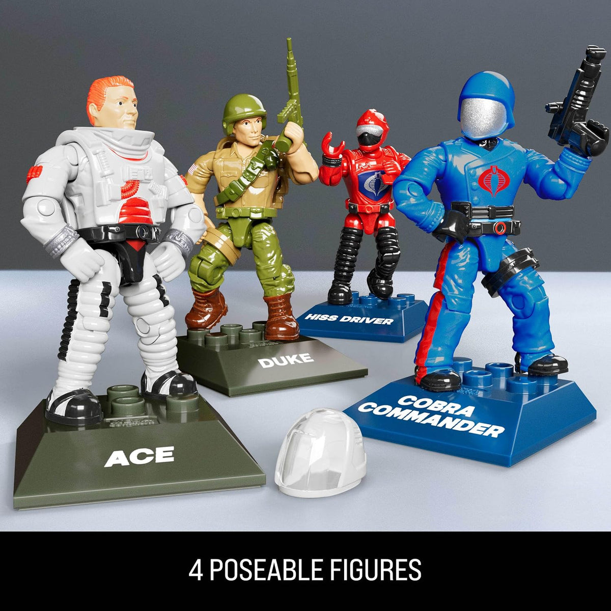 MEGA Conjunto de Montagem G.I. Joe: Skystriker XP-14F vs. Cobra H.I.S.S. com 617 Peças e 4 Bonecos Articulados – Para Colecionadores