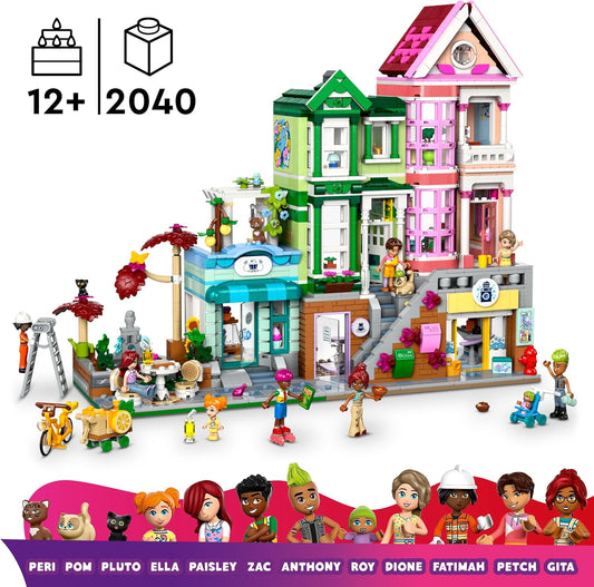 LEGO Conjunto de brinquedos para construção de apartamentos e lojas Friends Heartlake City, presente para meninas com mais de 12 anos, inclui 7 personagens, 3 figuras de gato e acessórios para casa de bonecas