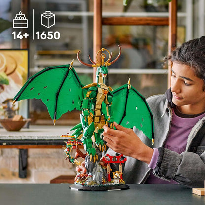 LEGO Ninjago The Guardian Dragon Model Kit - Features a Posable Dragon Figure, Master Wu Minifigure & a Scenic Rock-Effect Display Stand - Gift for 14+ Year Old boys & Teenage Monstrosity Fans - 71847