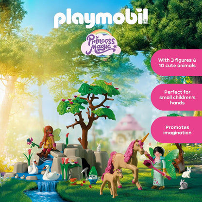 Playmobil Fantasy and Magic – Passeio das Fadas: 2 fadas, família de unicórnios e Joyling com caverna de pedras preciosas; estimula a criatividade; brinquedo para crianças a partir de 4 anos; 72067