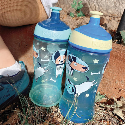 Botella de agua Nuby Super Slurp - Vaso antiderrames para niños pequeños | 360ml / 12oz | Fácil de sostener | Apto para lavavajillas | Taza adecuada para niños a partir de 18 meses (Rainbows, paquete de 2), 048526890460