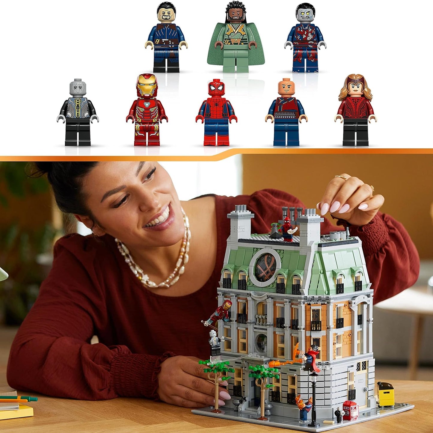 LEGO 76218 Marvel Sanctum Sanctorum, conjunto de construção modular de 3 andares, kit de modelo para adultos construirem, com minifiguras de Doutor Estranho e Homem de Ferro, colecionável Avengers Infinity Saga