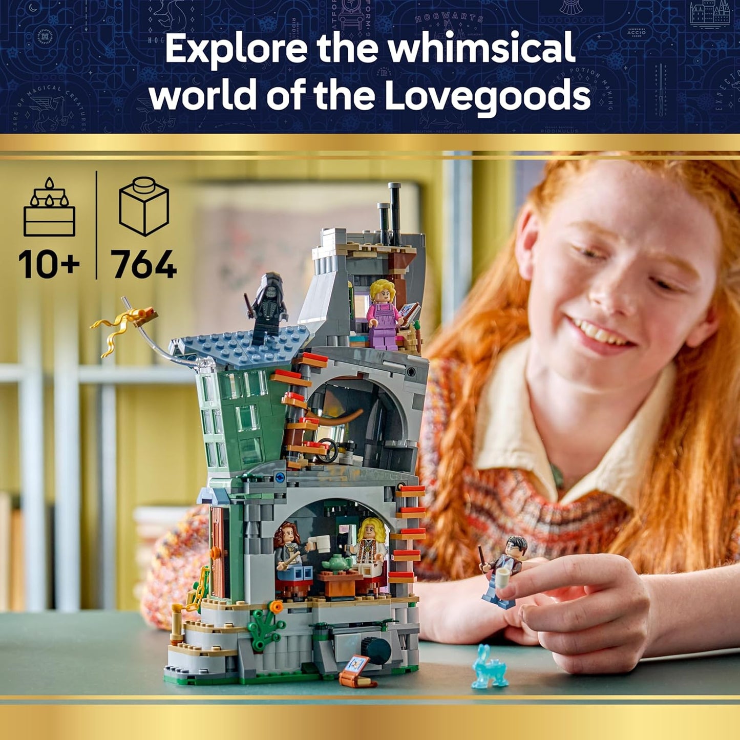 LEGO Harry Potter Casa da Luna Lovegood - Kit de Modelo em Miniatura para Montar com Bloco de Luz e 5 Minifiguras - Ideia de Decoração para Quarto - Presente para Meninas, Meninos e Fãs a partir de 10 Anos - 76467