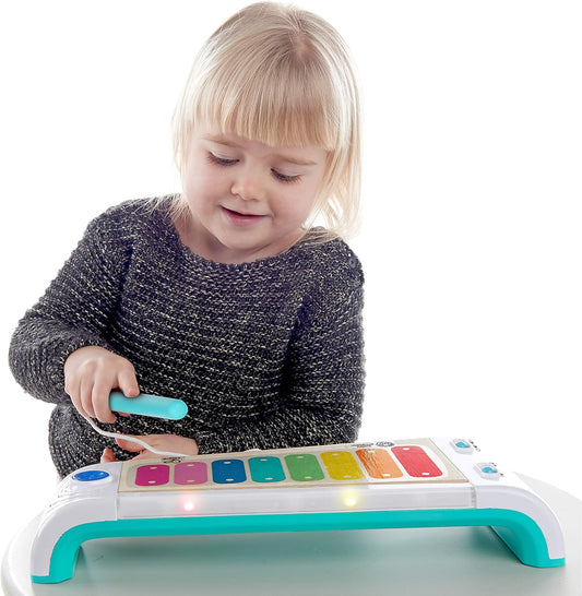 Baby Einstein Hape Magic Touch Xilófono Juguete musical de madera Instrumentos musicales para niños, causa y efecto, 2 modos de reproducción, más de 30 melodías, luces y control de volumen, edad 12 meses+