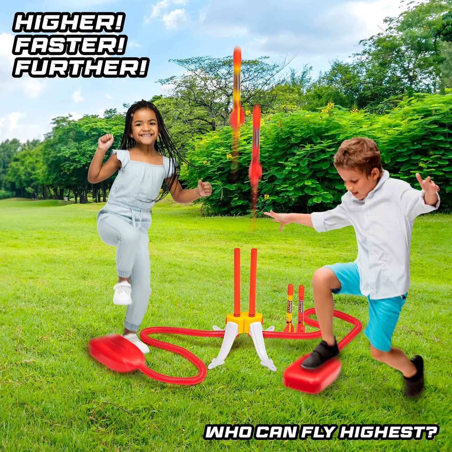 UAU! COISAS - HYPR Rocket 500, o selo voador mais alto para lançar foguetes, voa até 152 metros, 3 foguetes, jardim ou quintal ao ar livre, brinquedos e presentes para crianças, famílias, meninos e meninas