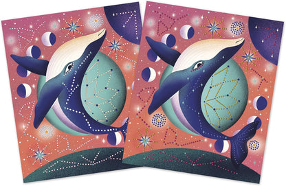 Janod - Conjunto de 8 pranchas de pintura em relevo com efeitos 3D - Cores pontilhadas e 5 DIY - Les Ateliers Du Calme - Kit de lazer criativo infantil - A partir de 8 anos - J09168