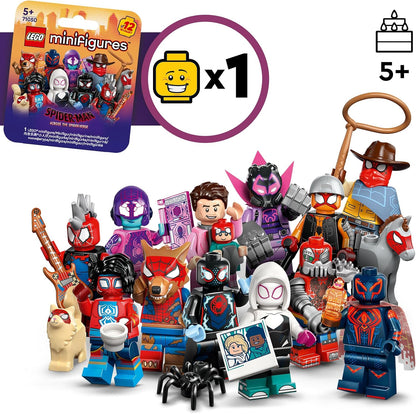 LEGO Minifiguras Homem-Aranha: Através do Aranhaverso - Ganhe 1 de 12 brinquedos colecionáveis com acessórios - Personagens incluindo Miles Morales - Presente para meninos e meninas a partir de 5 anos - Caixa Misteriosa - 71050