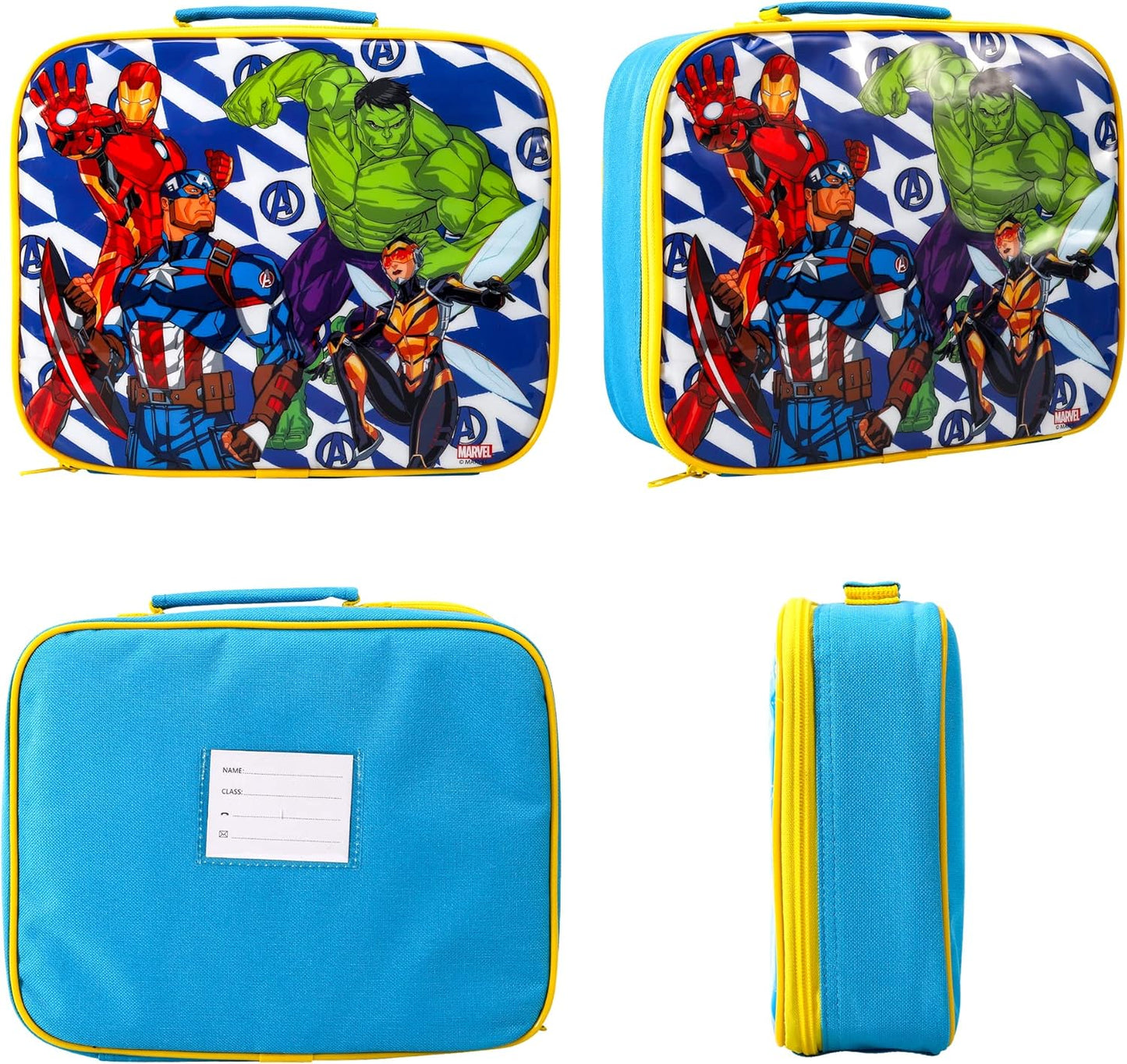 Zawadi Global Conjunto de lancheira infantil Avengers Kids - lancheira isolada, lancheira com vários compartimentos e garrafa de água de 540 ml - conjunto de comida para almoço de viagem escolar, sem BPA