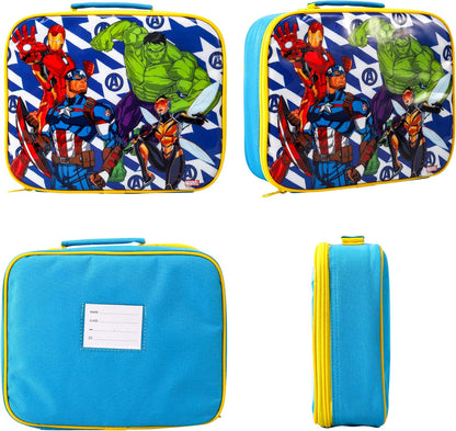 Zawadi Global Conjunto de lancheira infantil Avengers Kids - lancheira isolada, lancheira com vários compartimentos e garrafa de água de 540 ml - conjunto de comida para almoço de viagem escolar, sem BPA