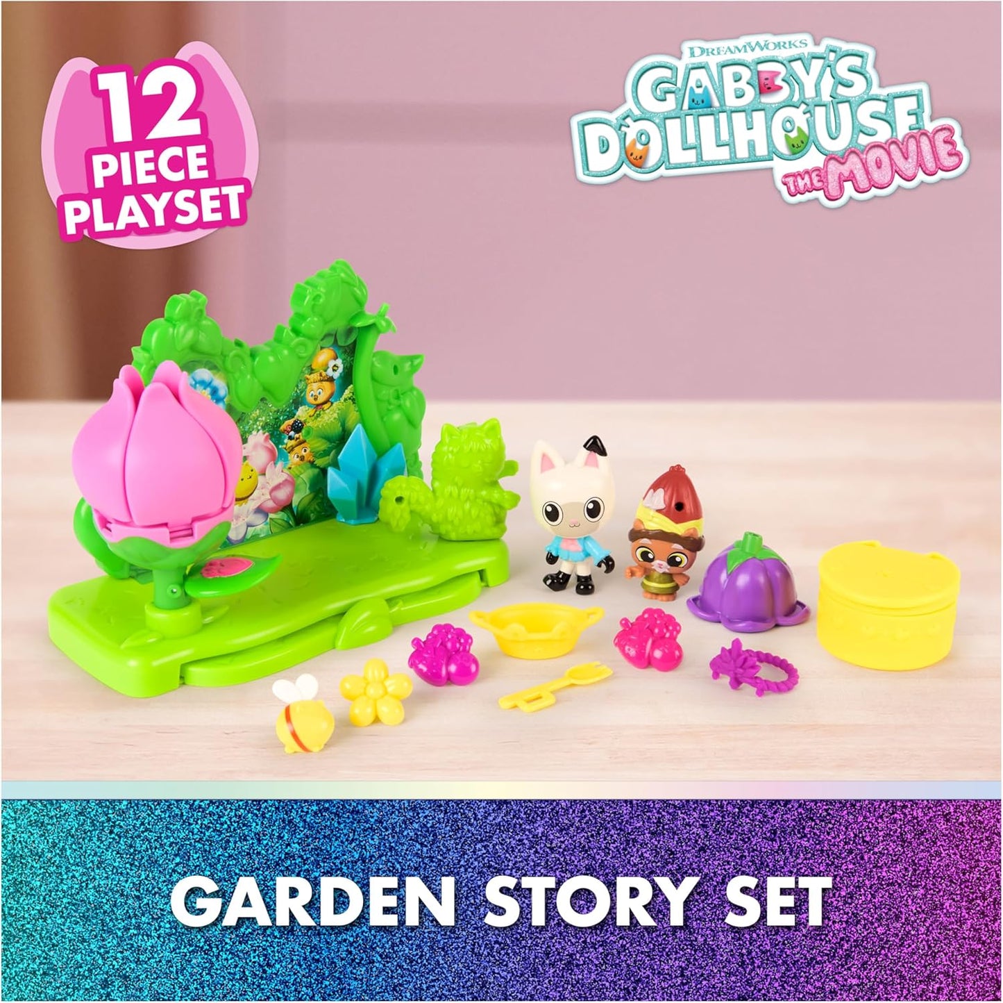 Gabby's Dollhouse: O Filme, Conjunto História no Jardim, Figuras do Gnomo Pandy Paws e do Gatinho e 9 Acessórios para Casa de Bonecas, Brinquedos Infantis para Meninas e Meninos a partir de 3 Anos