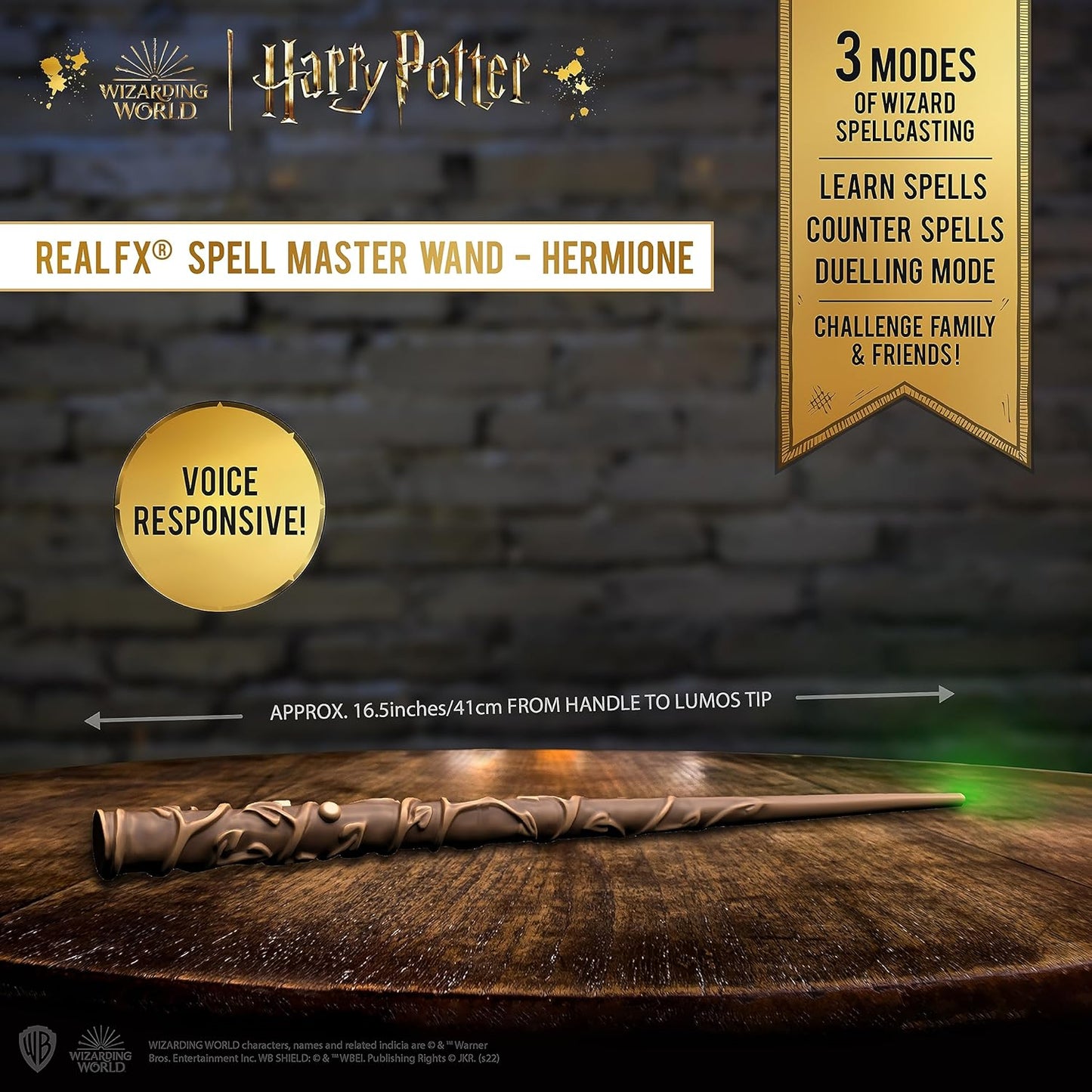 WOW! STUFF Varinha Harry Potter com Efeitos Reais | Varinha ativada por voz e luz e som | Presentes e Brinquedos Oficiais de Harry Potter do Mundo Mágico | Acessório de Fantasia para Fãs e Crianças a partir de 6 anos