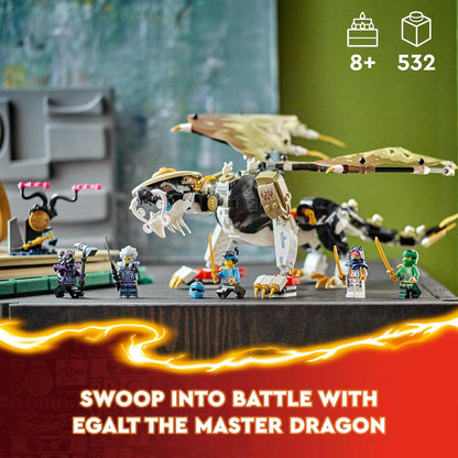 LEGO Brinquedo NINJAGO Egalt the Master Dragon para meninos e meninas de mais de 8 anos, conjunto de construção Dragons Rising com 5 minifiguras de personagens Ninja Inc. Nya e Lloyd com elementos de espada, ideia de presente infantil 71809